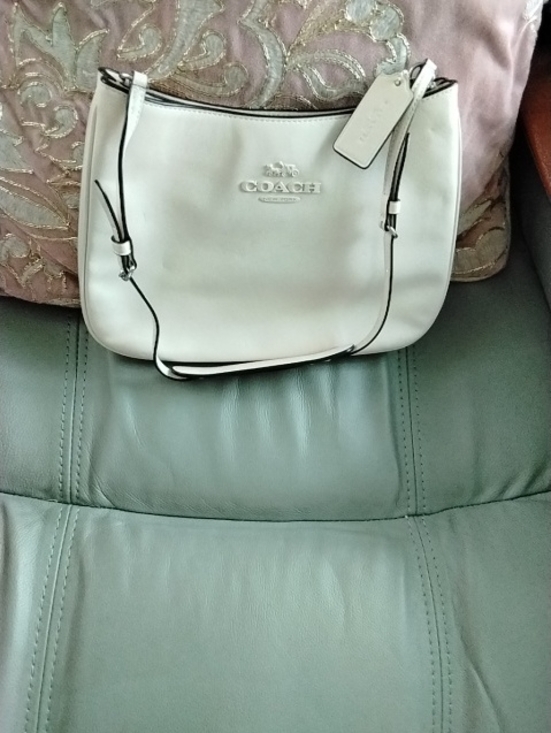Coach Handbags - Coach Cream Leather Shoulder Bag with Black Piping